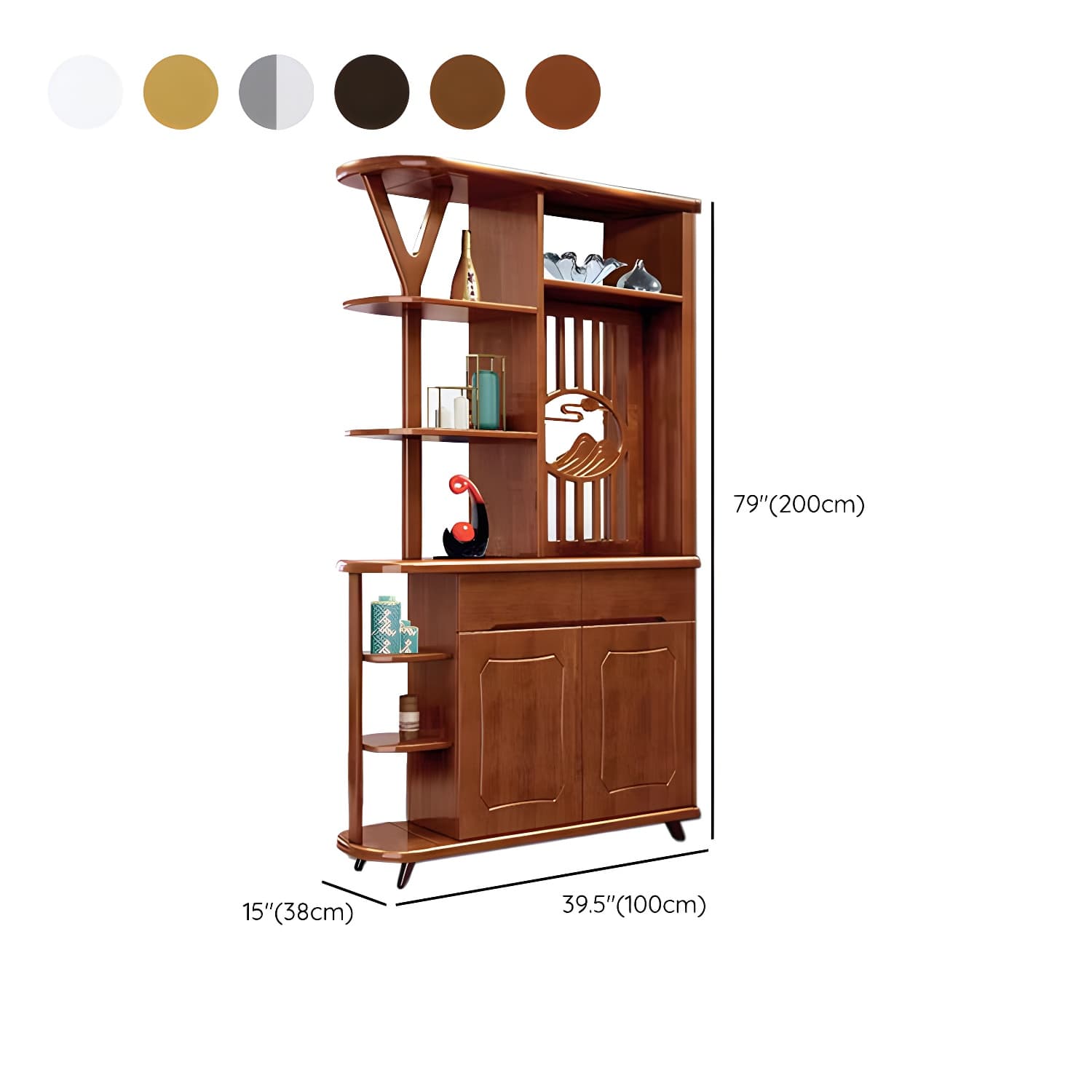 Mid-Century Modern Solid Wood Rectangle Accent Cabinet Glass Paned with Shelves - image 16