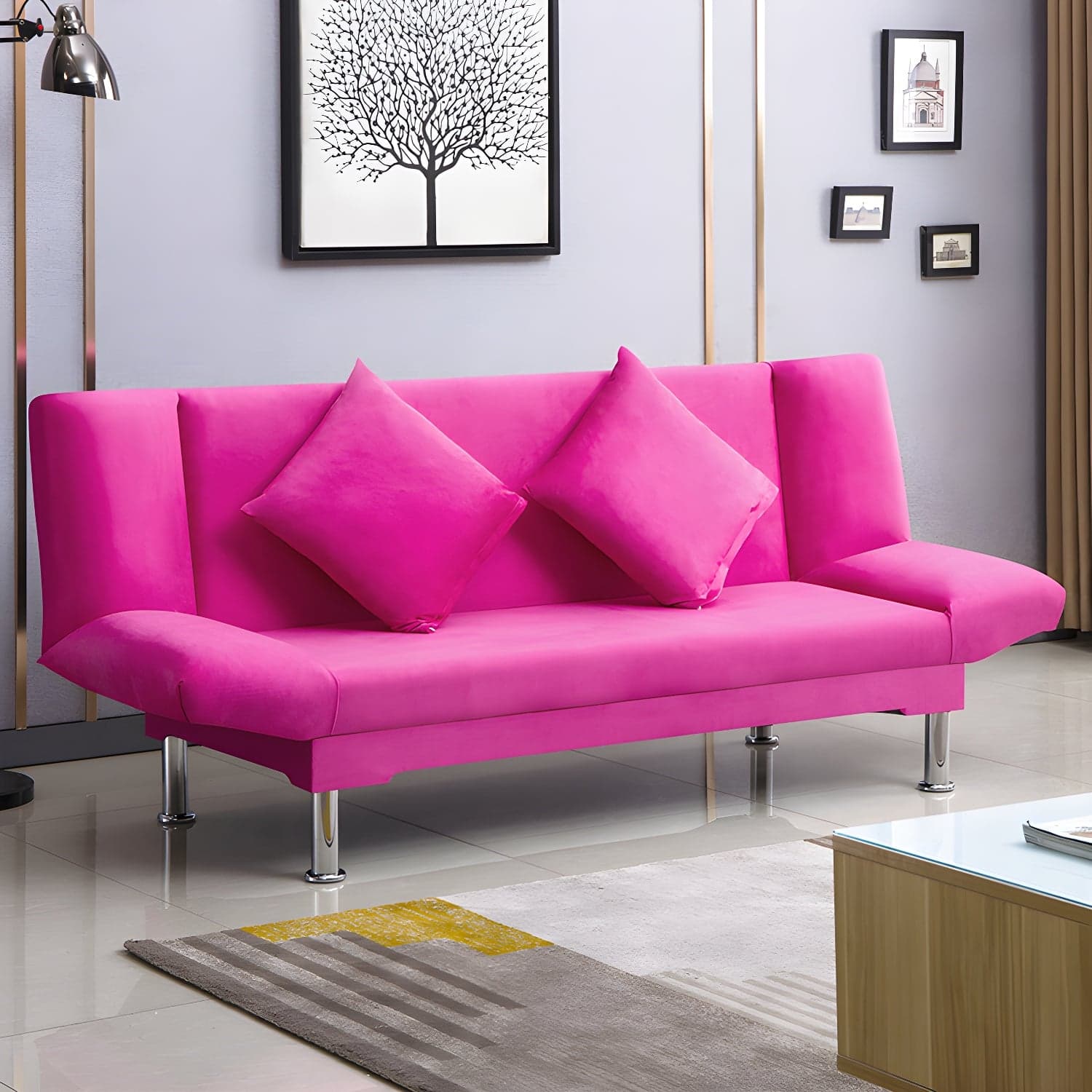 Silver Transitional Modern Tight Back Sofa Bed 29.53"High Armless Sofa Bed - image 33