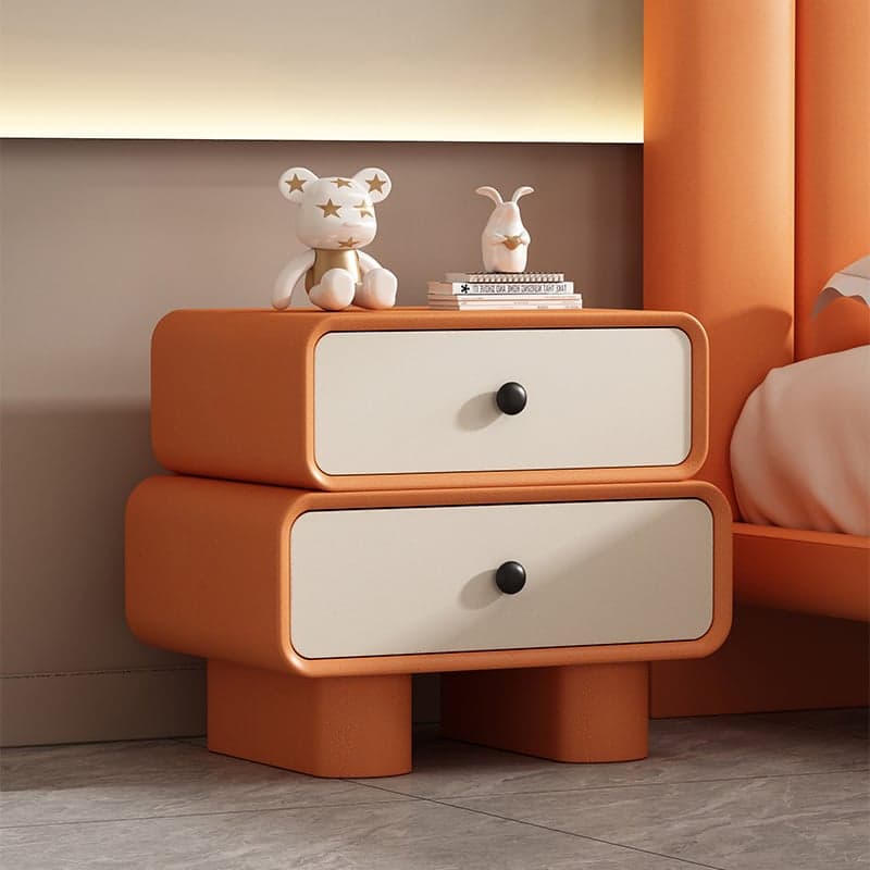 Contemporary Wood Nightstand with Drawer Storage and Faux Leather Countertop - image 7