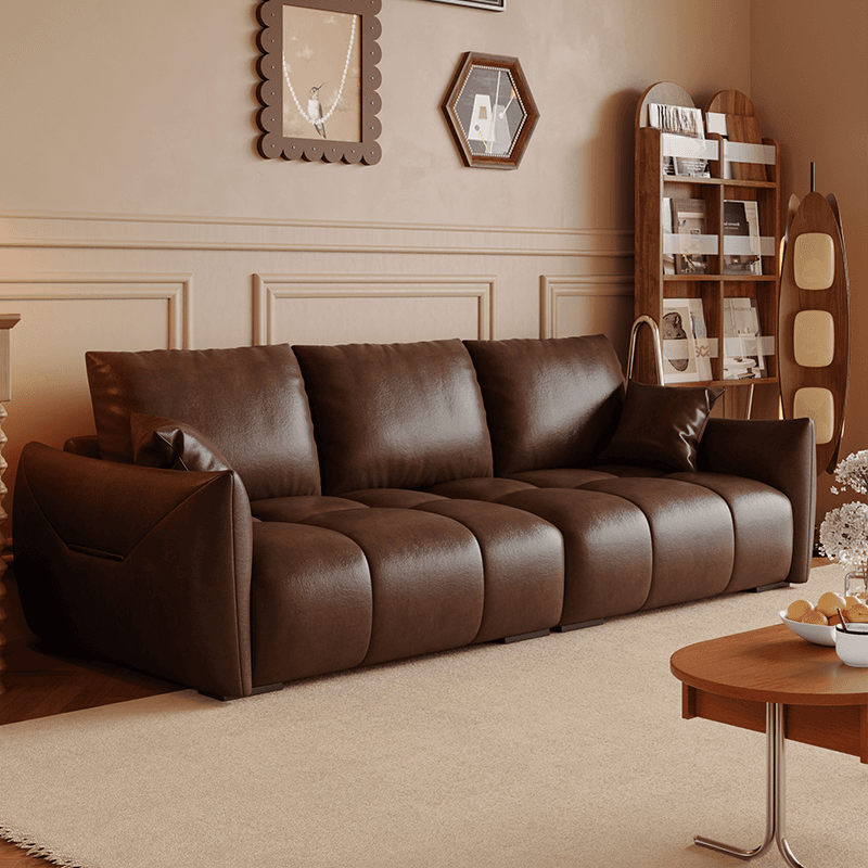 Modern Solid Color Scratch-defiant Standard Sofa in Light Gray/Emerald Green/Auburn, 3-seater with 2 Pillows - image 4