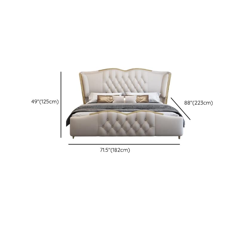 Beige Luxurious Solid Color Storage Bed/Platform Bed with Pine Wood Frame and Button-tufted Design for Living Room - image 12