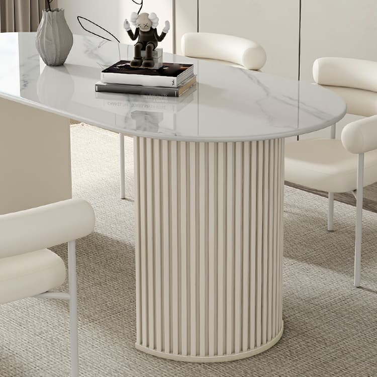 White Stone Top Oval Dining Table with Metal Legs for Dining Room - image 9