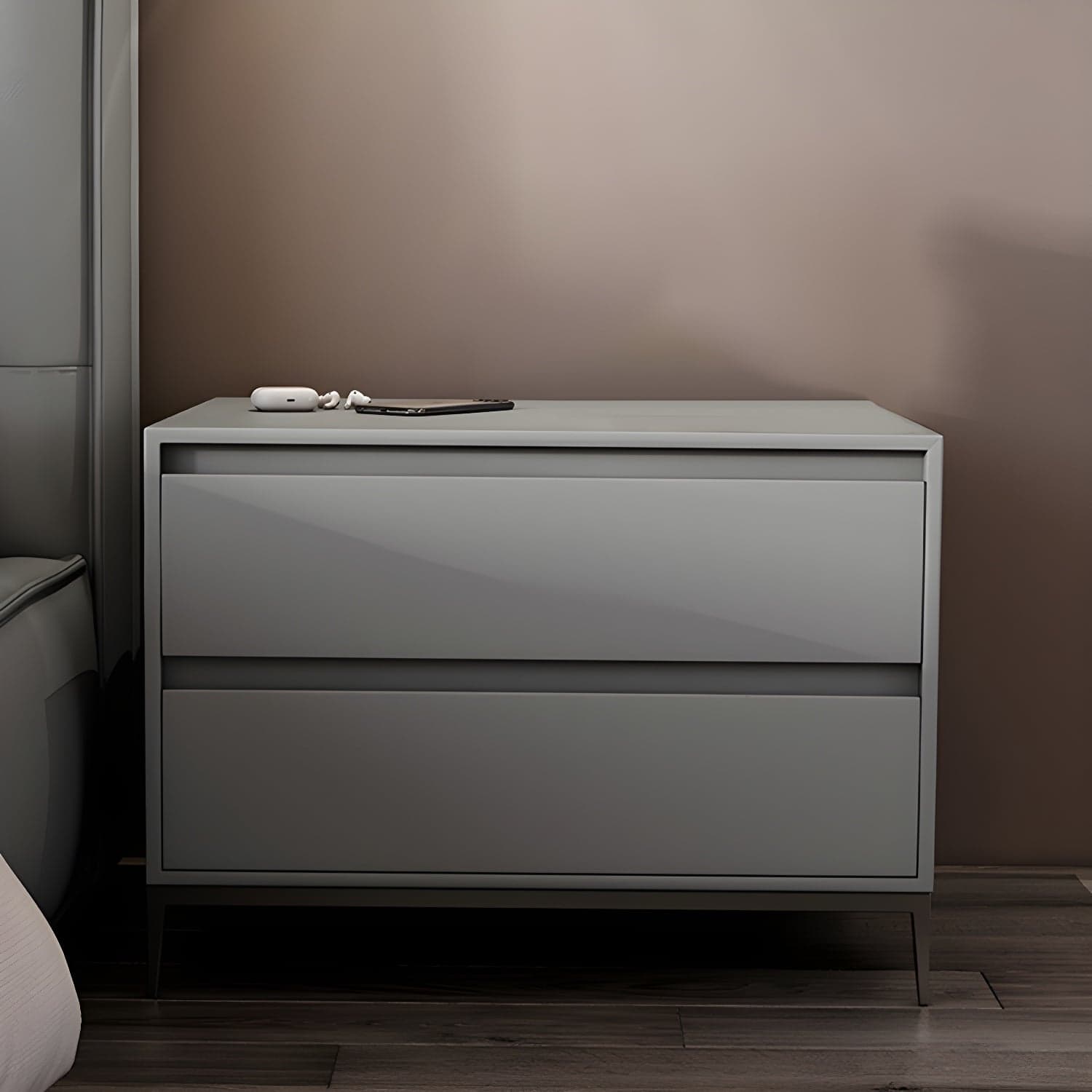 Modern Bedside Cabinet Leather Accent Table Nightstand with Drawers - image 3