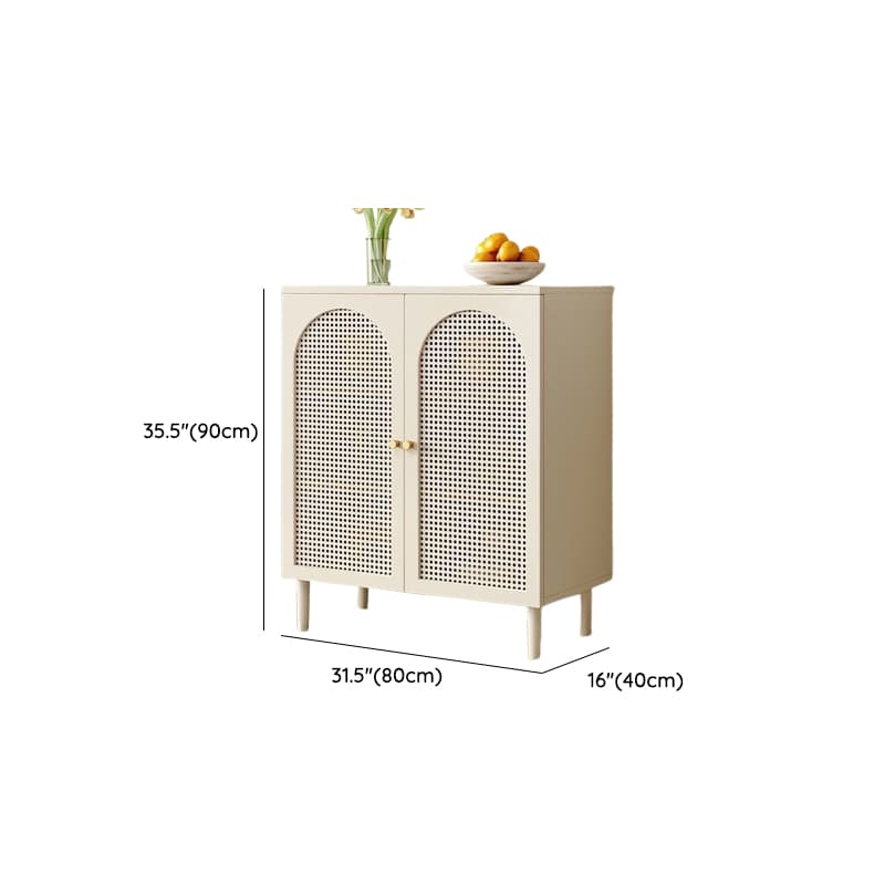 White Trendy Sideboard with 3 Drawers, Narrow/Standard Size, 3/6 Shelves, Lumber Countertop, and Glass-panel Door - image 17