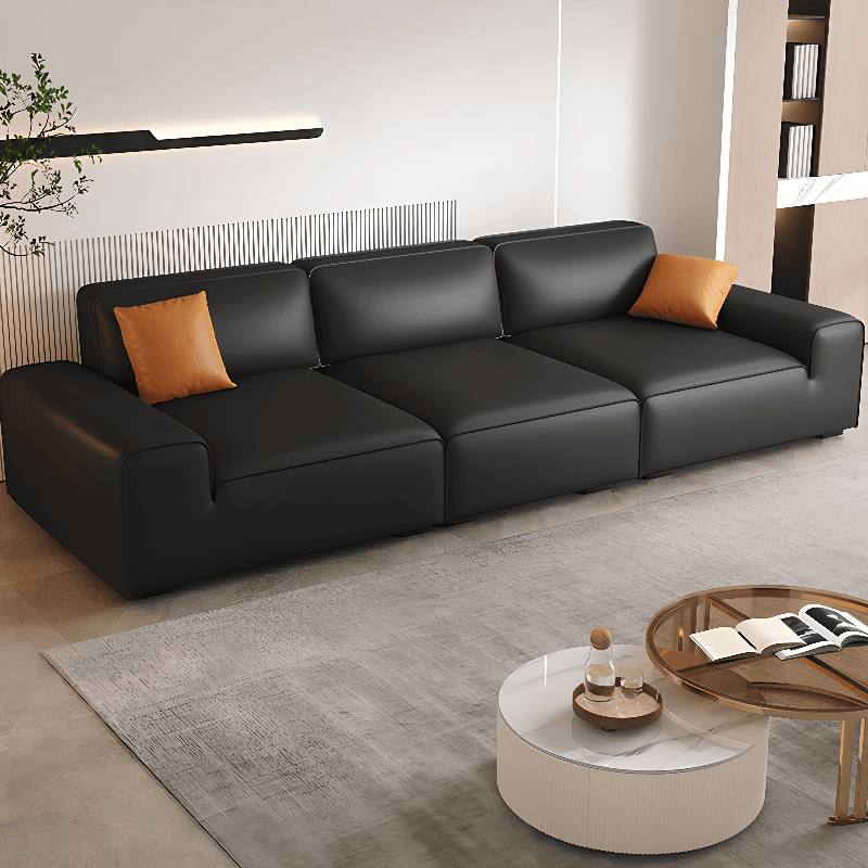 Midnight Black/White Standard Sofa/Loveseat with Armrest for Drawing Room