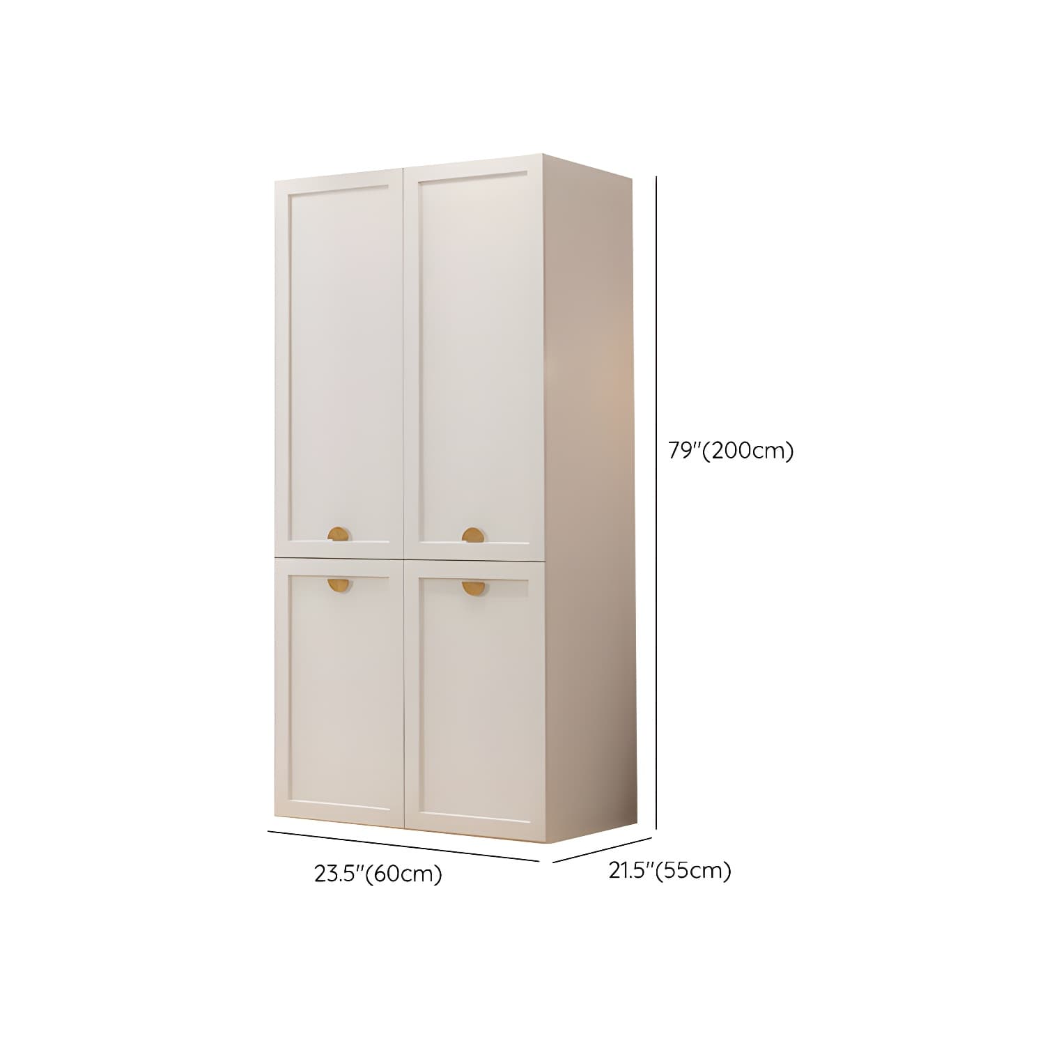 Modern Solid Color Shelves Hinged Doors Cloth Rod Included Cabinet in Beige - image 16