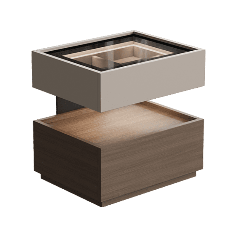 Organic Modern Nightstand With Drawer Organization with Glass Countertop and Illuminating Lighting