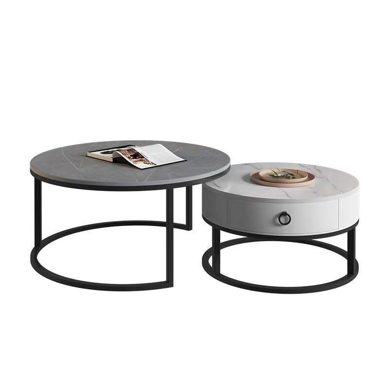Nested Orbicular Board Game Coffee Table with Framework Base for Foyer Use - image 7
