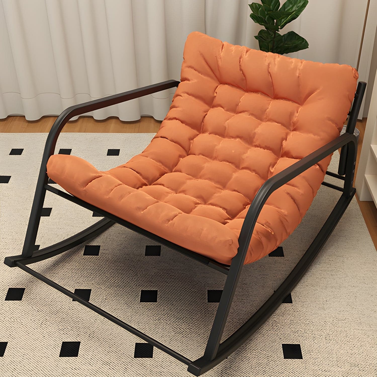 Modern Metal Rocking Chair with Sleek Black Legs - Stylish and Comfortable for Indoor Use - image 7