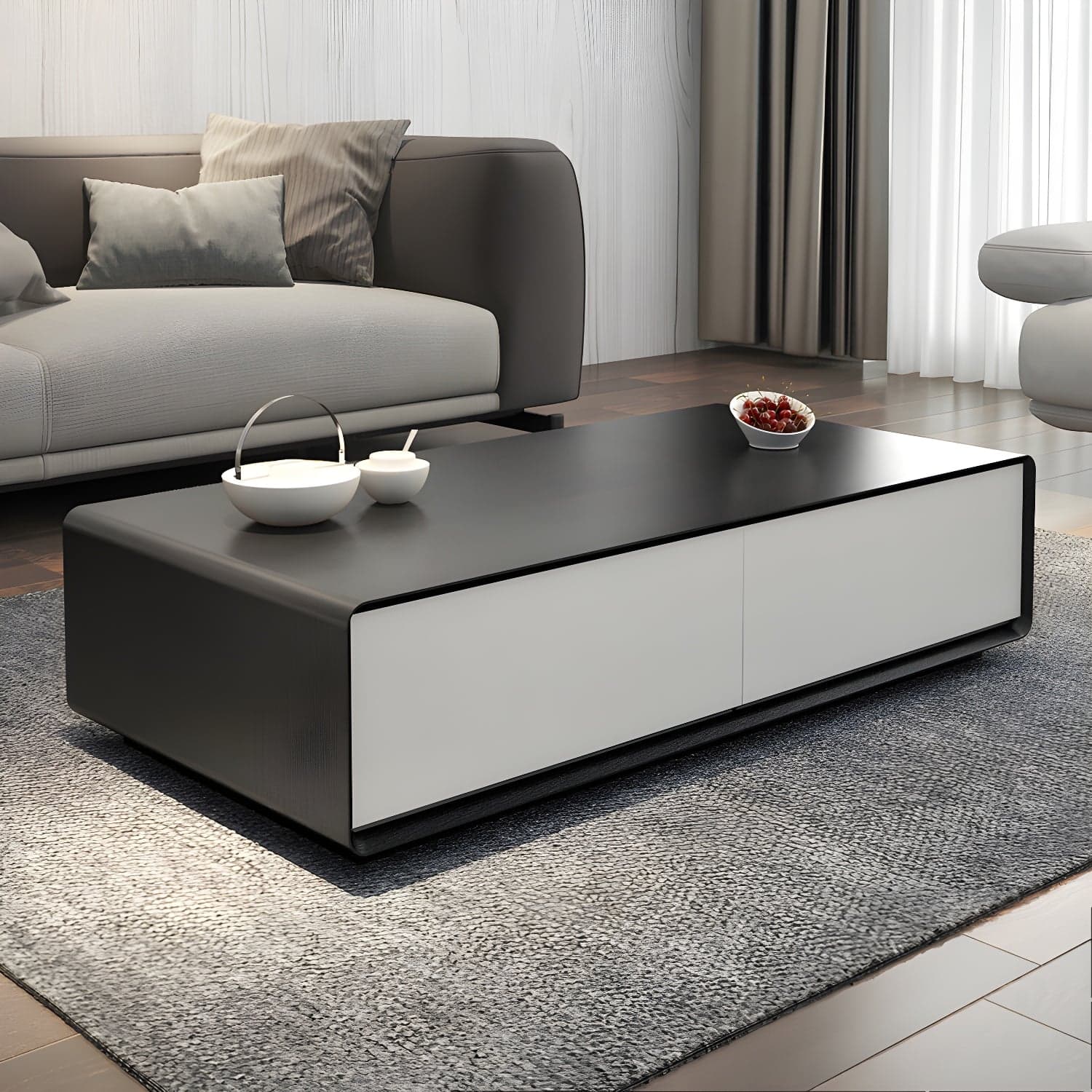 Modern Style Rectangular Wooden Table Abstract Base Coffee Table - image 3