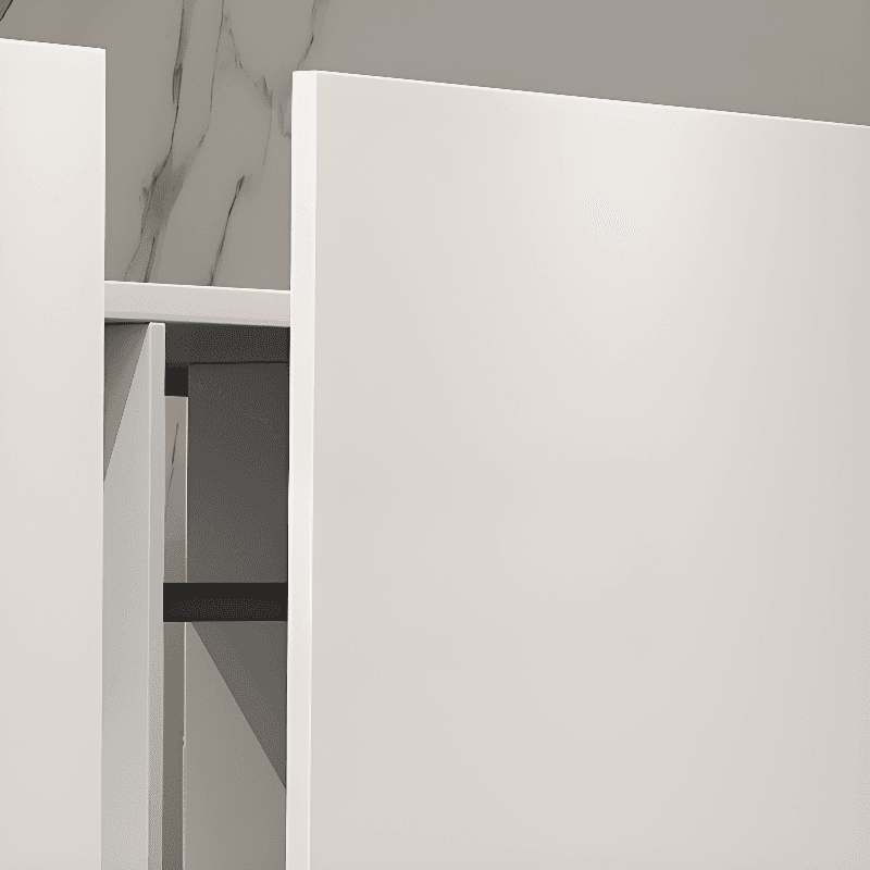 White Trendy Reclaimed Wood Almirah with Soft Close Drawer, Interior Shelves, and Hanging Rod - image 4