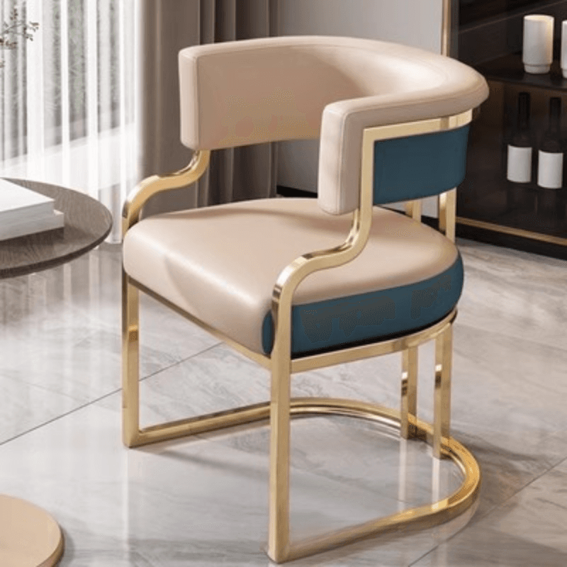 Minimalist Arm Chair with Cushioned Seat, Arms, Metallic Metal Legs, and Low Back - image 3