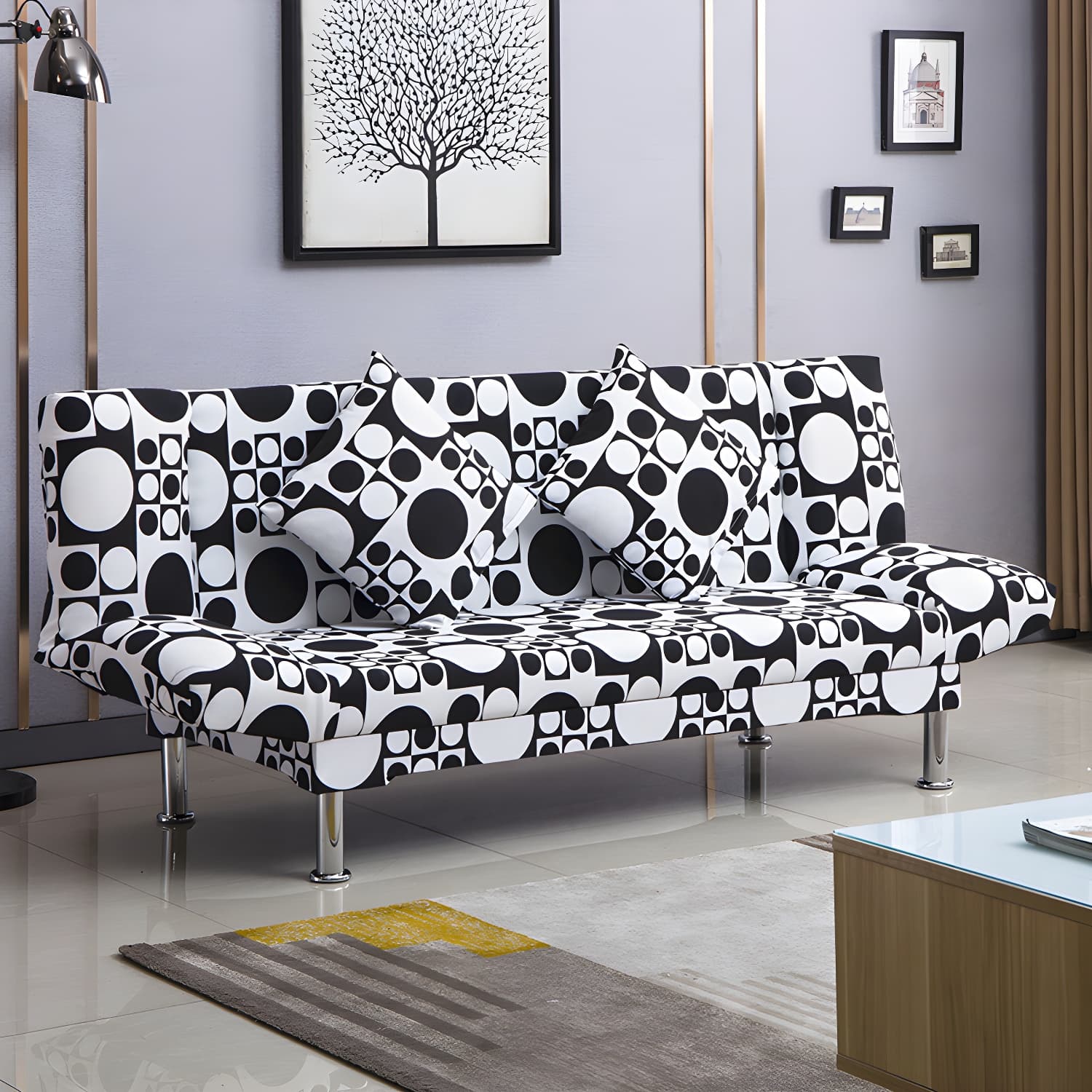 Silver Transitional Modern Tight Back Sofa Bed 29.53"High Armless Sofa Bed - image 4