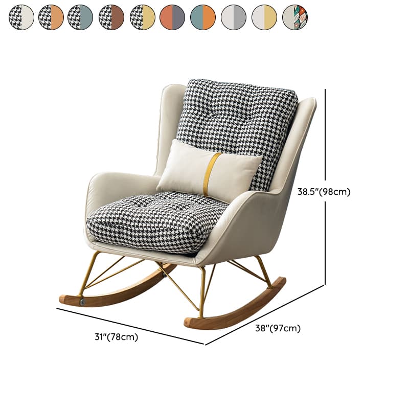 Ergonomic Stationary Round Arm Living Spaces Rocking Chair with Rear, Winged-back Chair - image 19