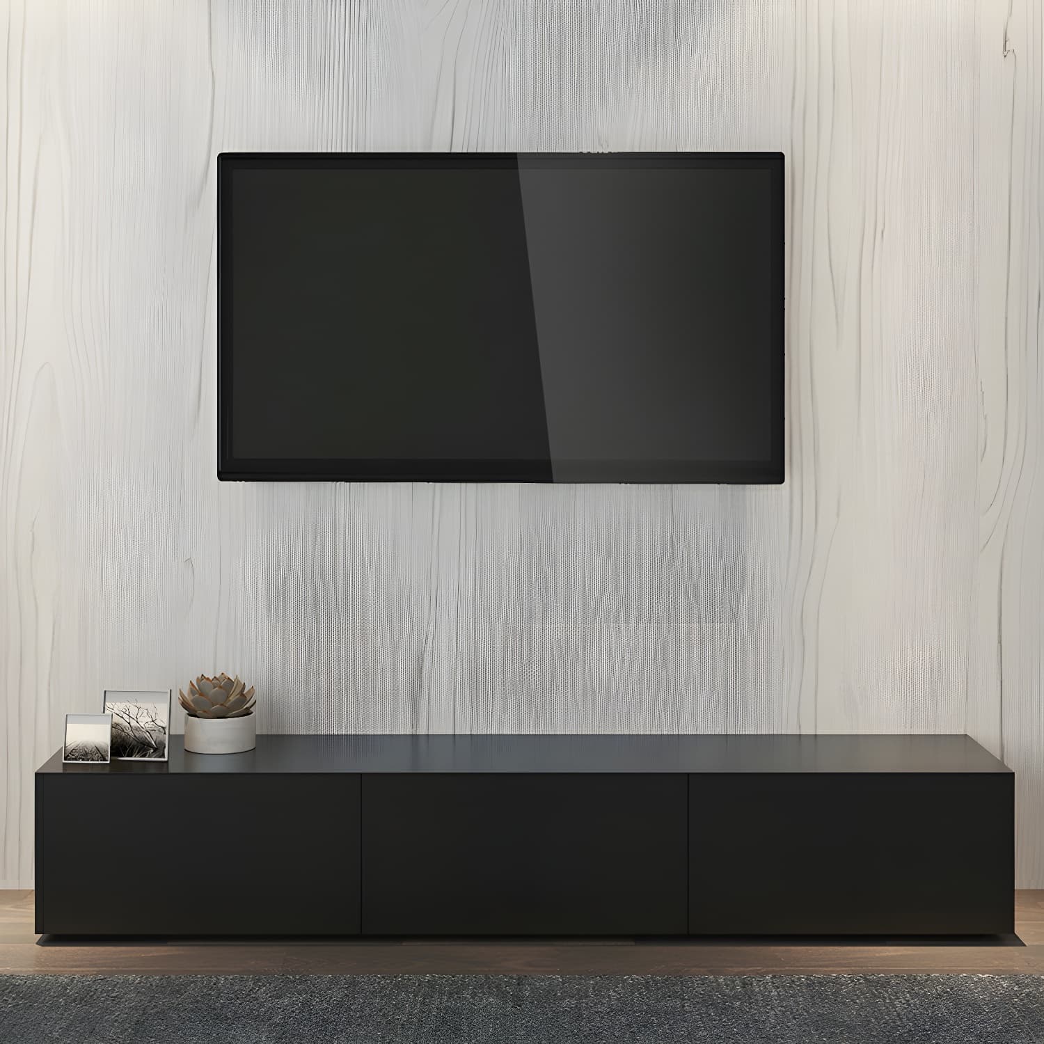 Modern TV Stand with Drawers and Soft Close Glides - Low Height, Wood Material - image 6