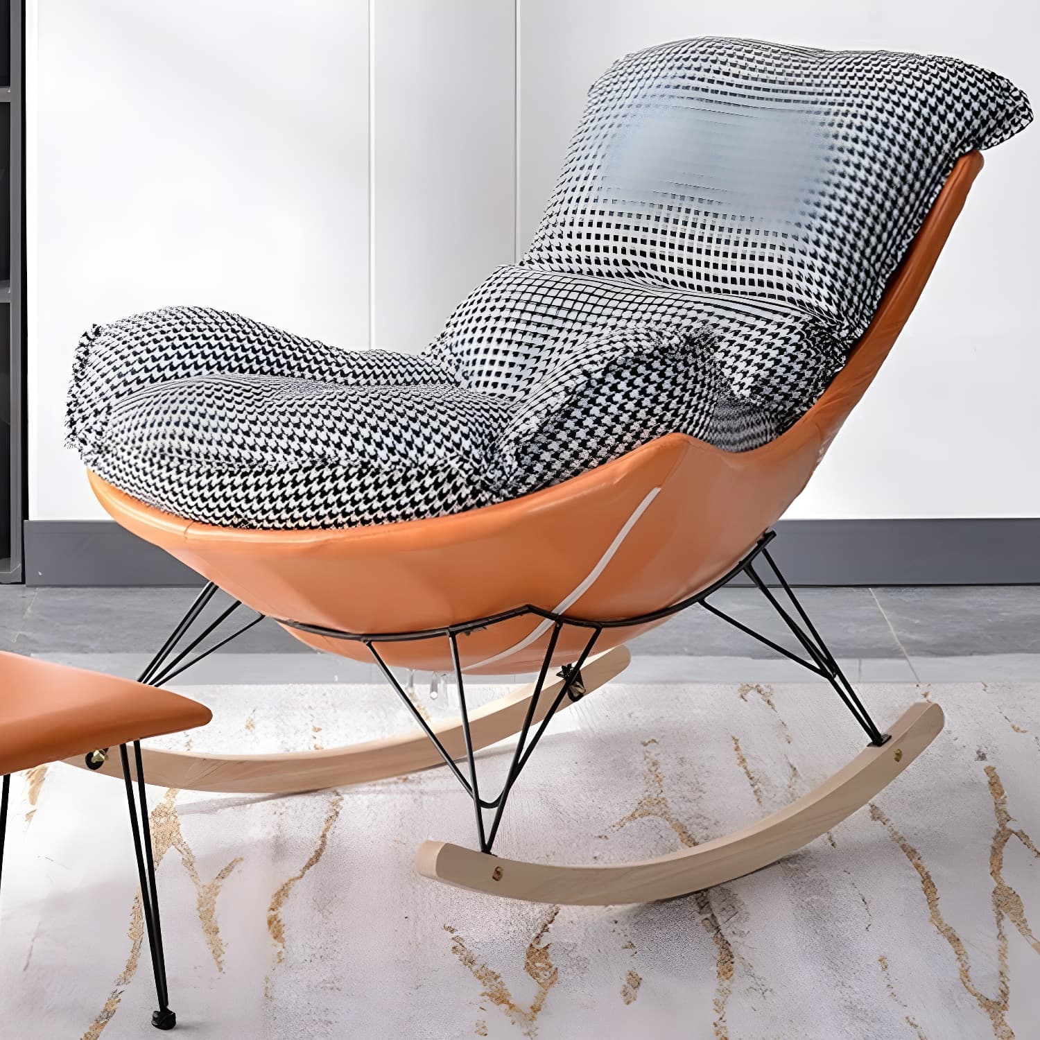 Modern Rocking Chair with Ottomans - Metal Frame, Removable Cushions, and Armless Design - image 17
