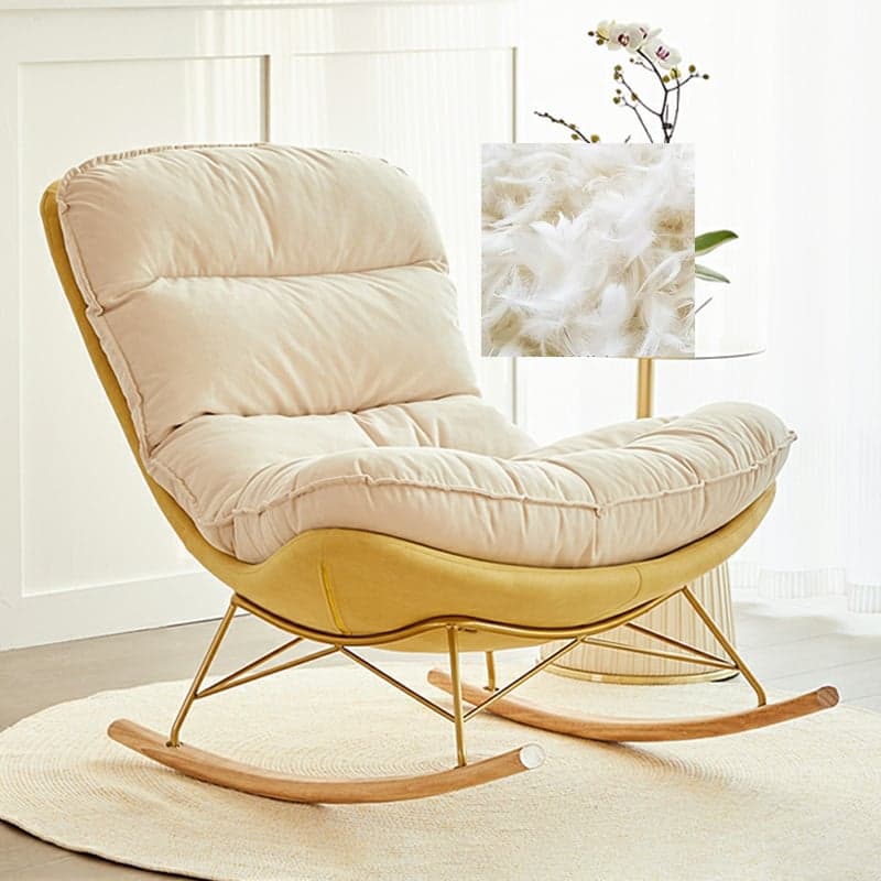 Trendy Faux Leather Upholstered Rocking Chair Couch with Footstool , Spindle Back and Resistant To Dirt - image 4