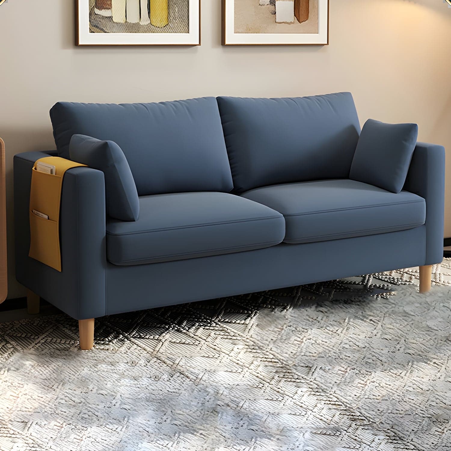 Contemporary Square Arm Loveseat with Machine Washable Cover and Pillows - image 8