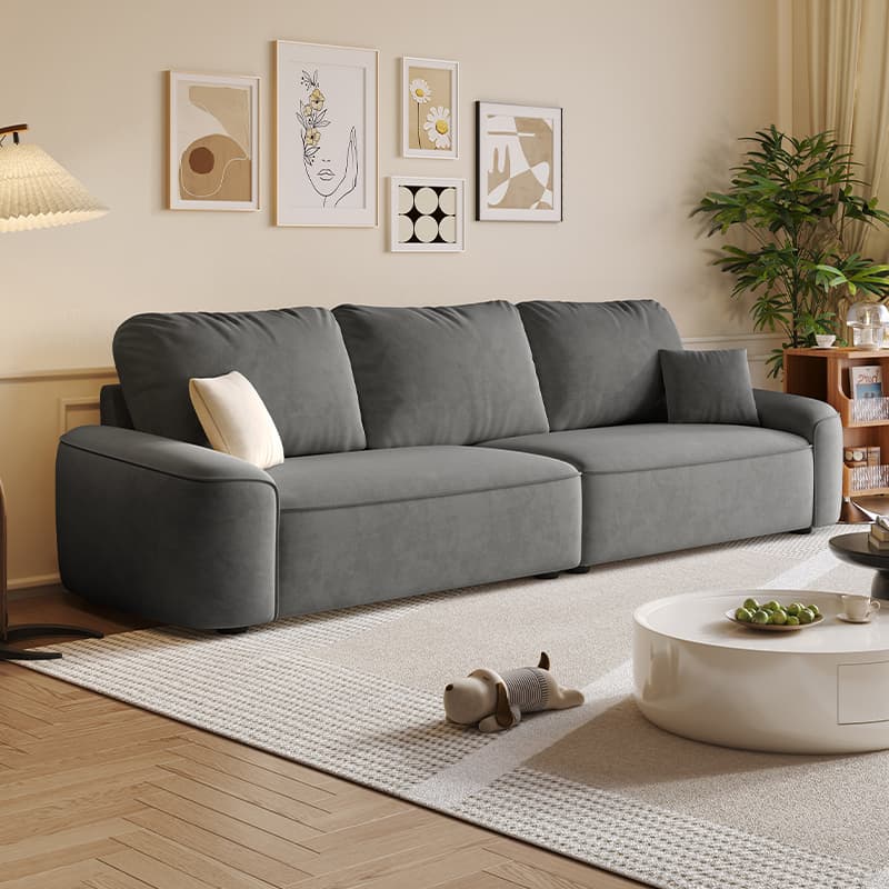 Tear Resistant Standard Sofa in Gray/Ivory/Citrus Color with 5 Pillows