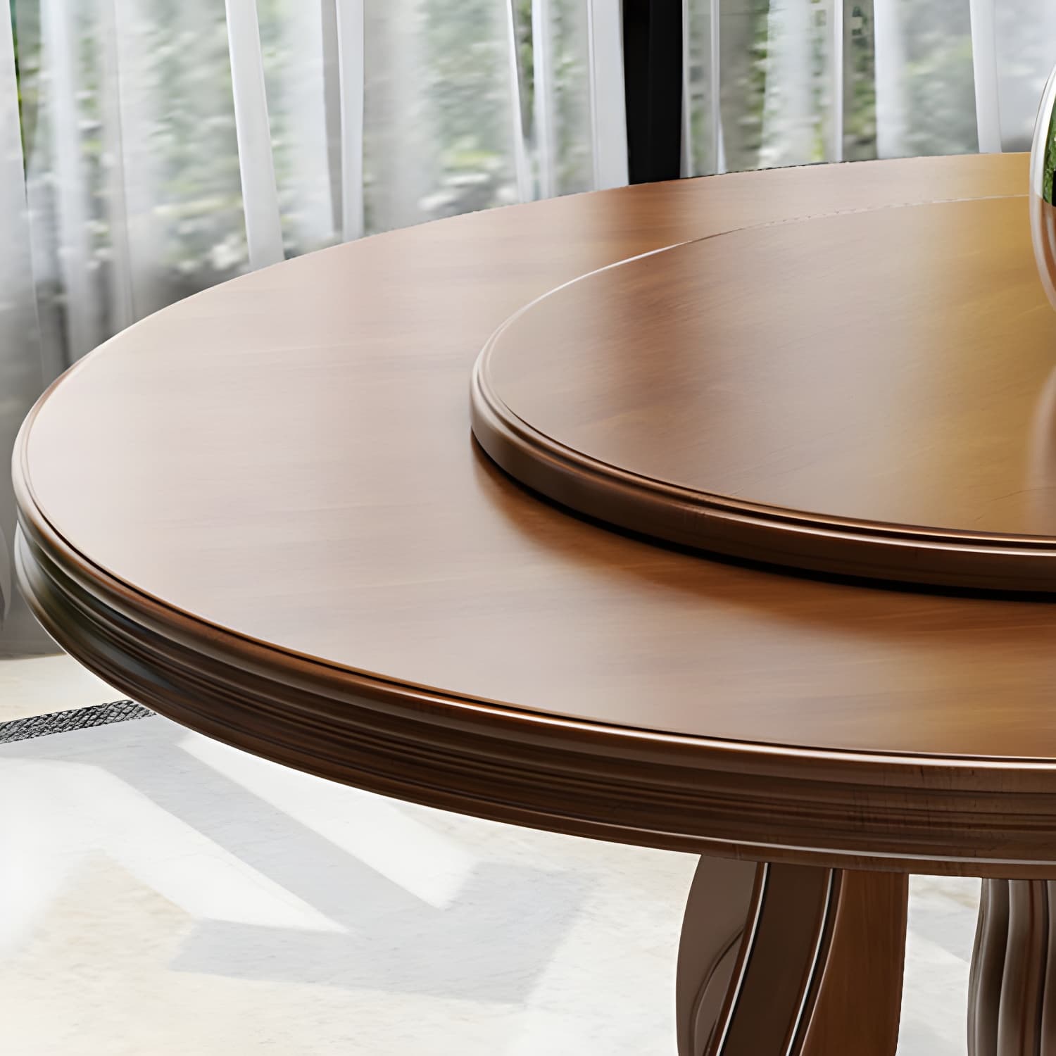 Contemporary Turntable Pedestal Dining Table Wood Dinner Table for Home - image 6