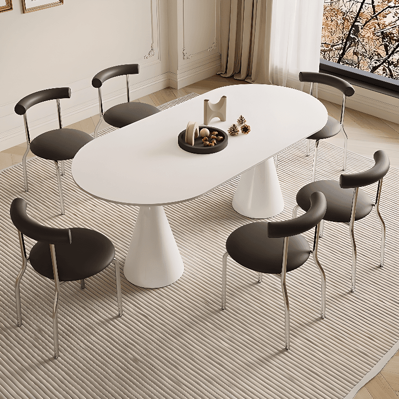 Simplistic Dining Table with Chalk Stone Top, Fixed Table, Seats 4 to 8, Scratch-immune - image 6