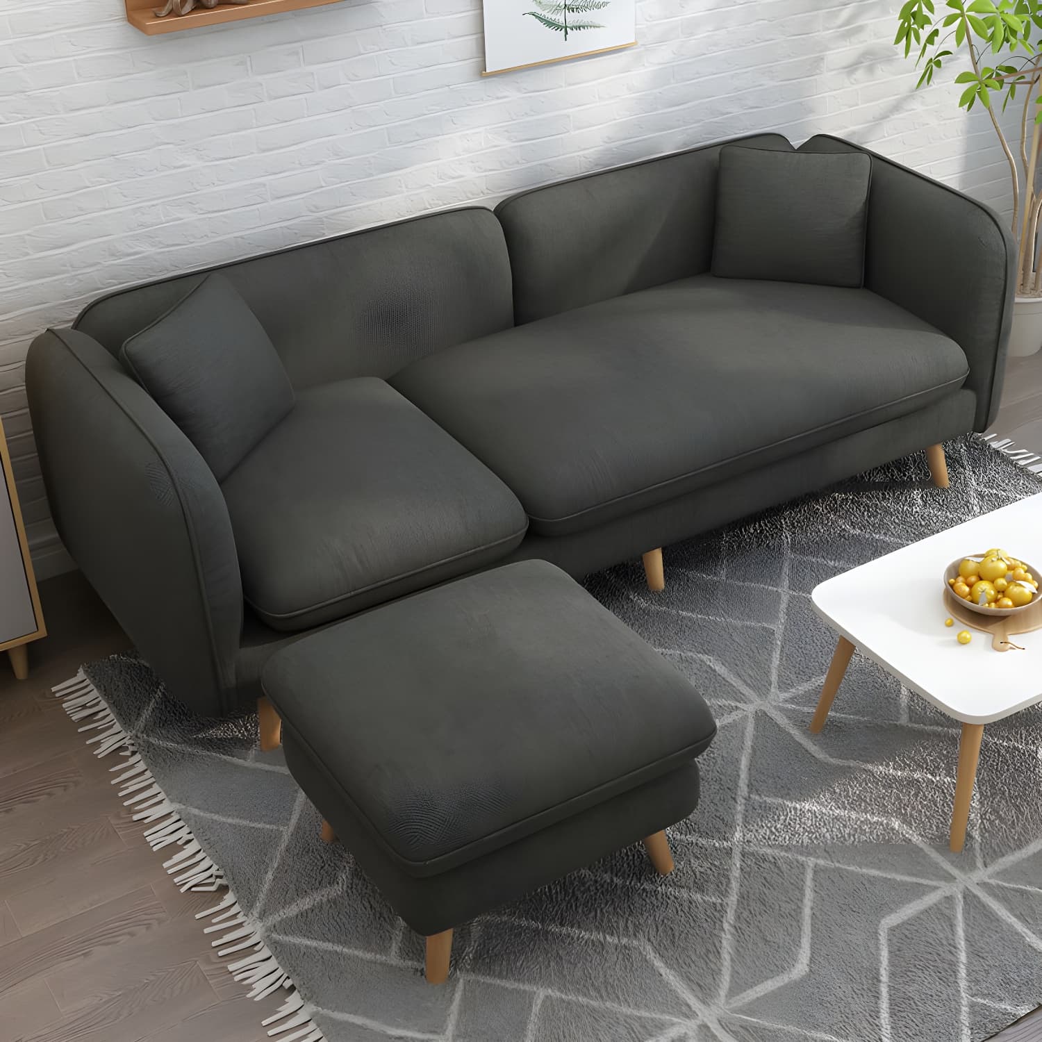 Modern Linen Tuxedo Arm Standard Sofa with Bolster Pillows for Living Room - image 14