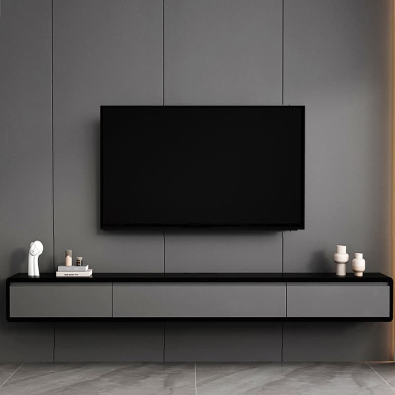Rubberwood Scandinavian 20''x24'' Floating Mount Wood TV Stand with Drawers and Shelves