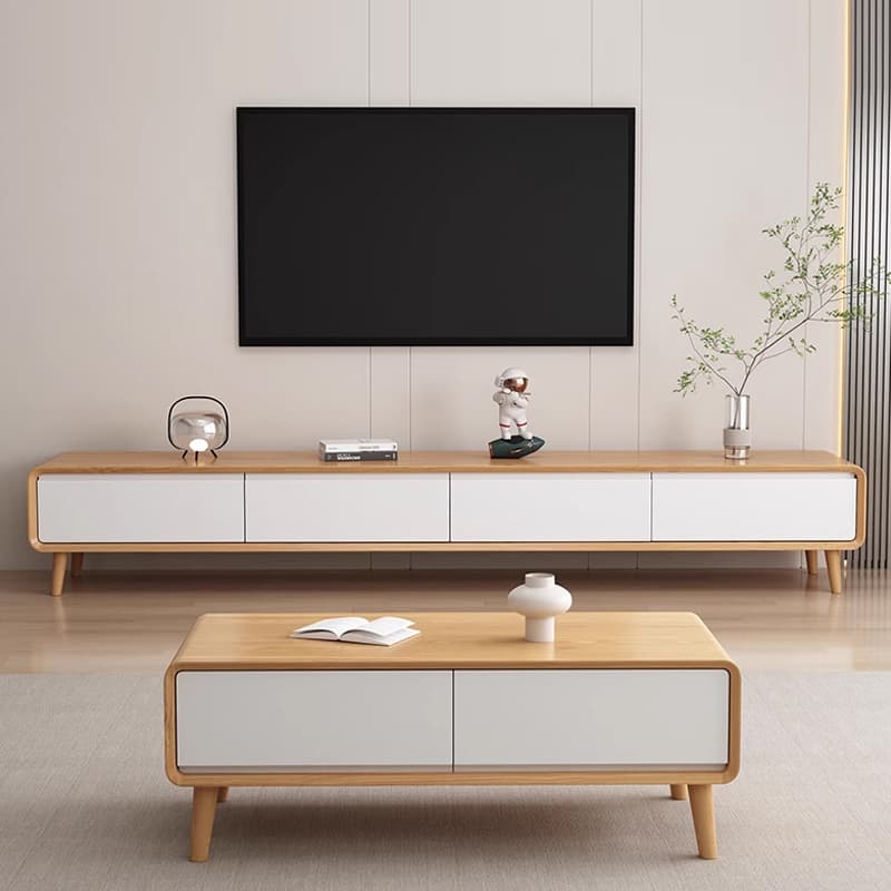 Art Deco Timber Rectangular TV Stand for Drawing Room with 4 Drawers for Home - image 10
