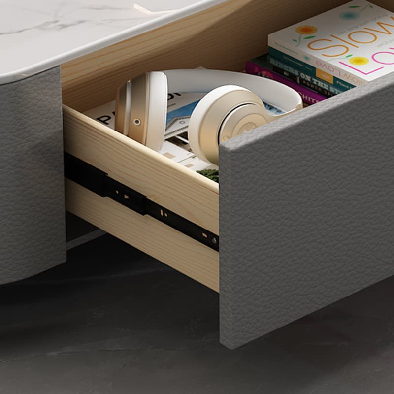 Four Leg Non-Upholstered Modern Metal Coffee Table with Storage and Drawers Standard Size - image 8