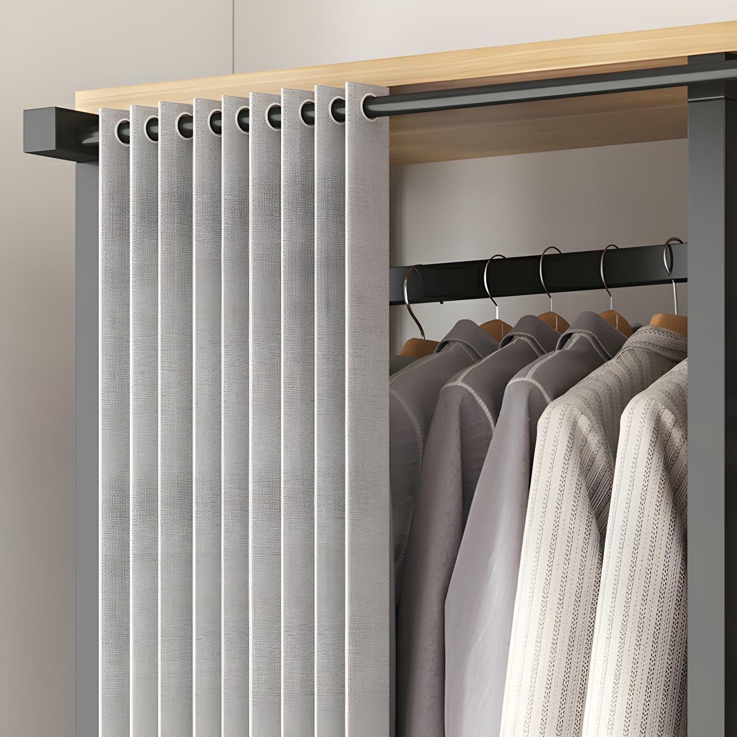 Modern Metal Wardrobe Armoire with Clothing Rod & Shelves (Height 70-79 inches, Overall Width 45cm) - image 9