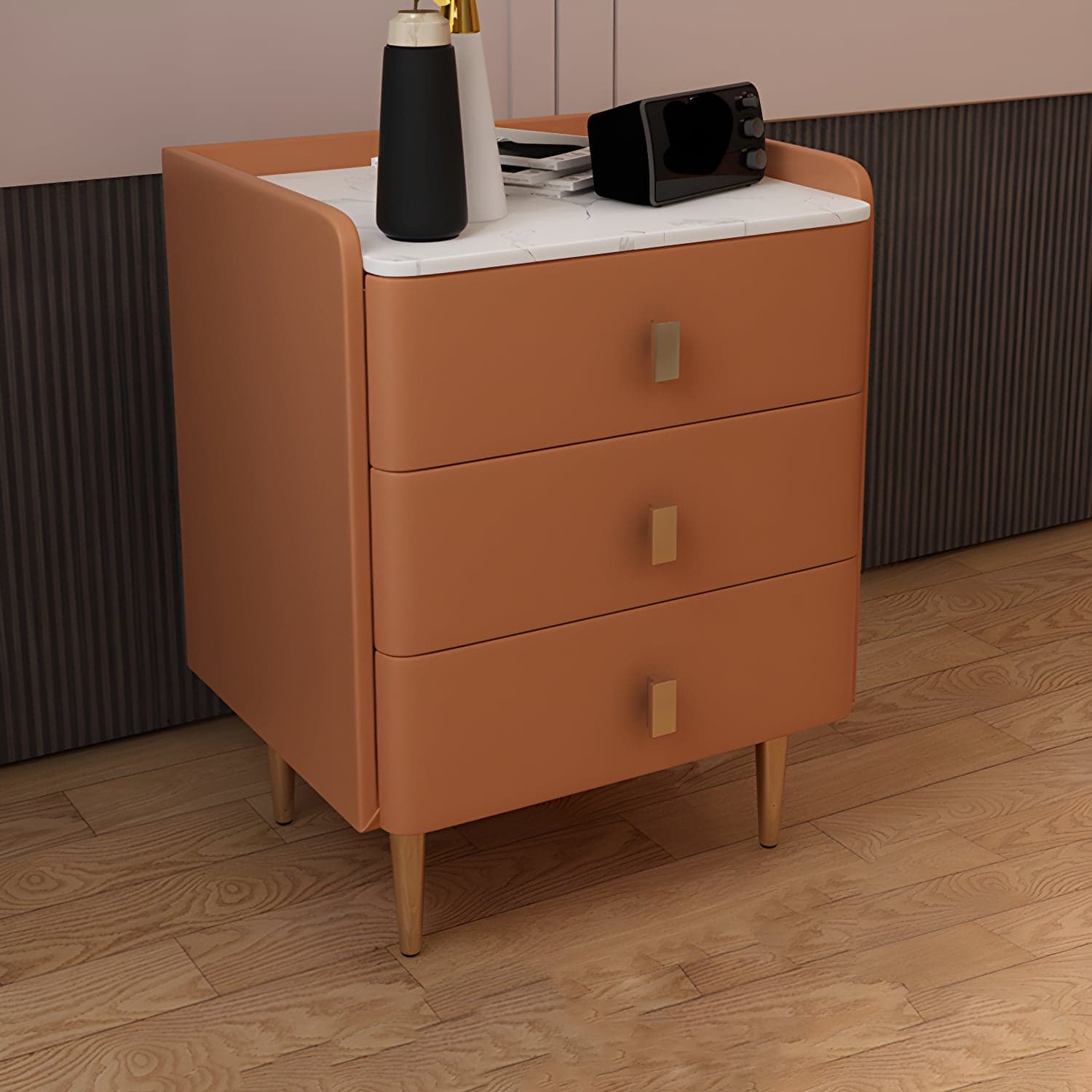 Glam Drawers Included Accent Table Nightstand 22.5" Tall with Legs - image 10