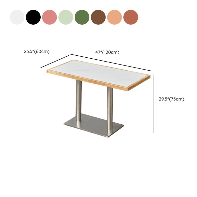 Dining Table Set with Slate Stone Top and Trestle Base, Seating Capacity for 4 People - image 16