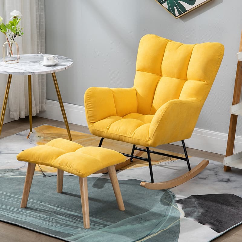 Modish Upholstered Cushioned Rocking Accent Chair 2 Piece Set with Footstool & Recessed Arm, Scratch-tolerant - image 20
