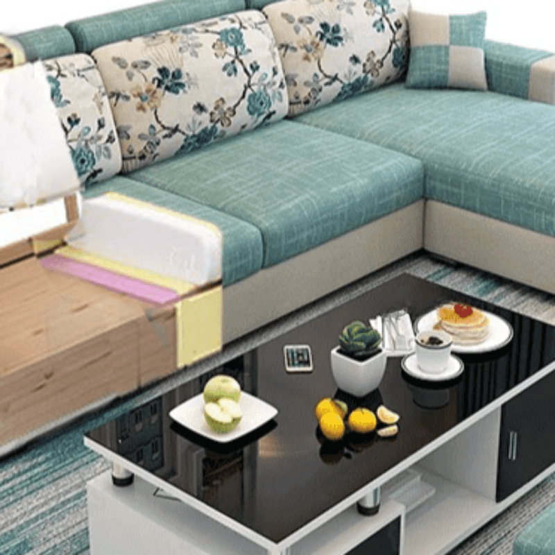 L-Shape Corner Sectional in Lavender/Olive Green/Beige with Left Hand Facing/Right Orientation - image 13