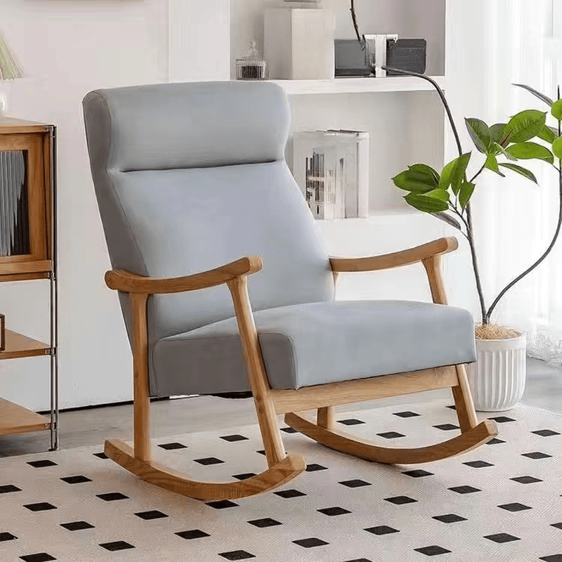 Modern Simple Style Wood Rocking Chair Couch with Cushioned Track Arm - image 4