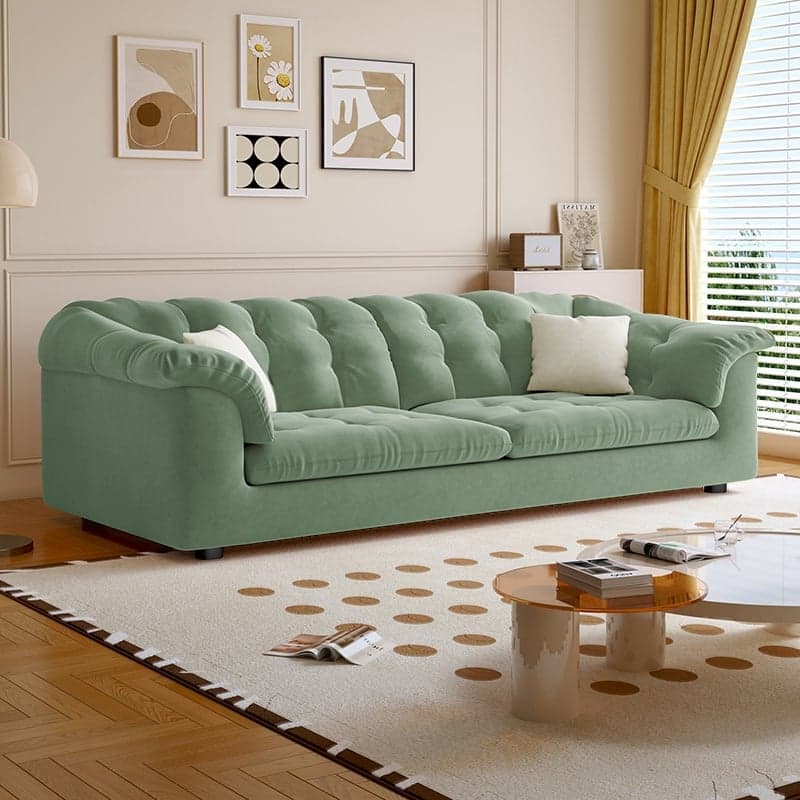 Modish Solid Color Stain Resistant Standard Sofa/Loveseat in Black/Light Green/Beige for 3-seater/2/5 Person with 2 Pillows - image 4
