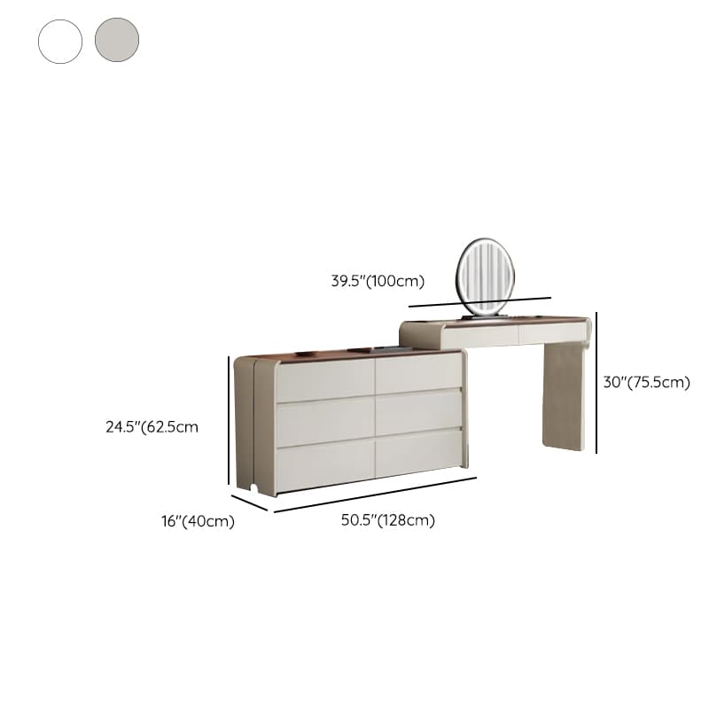 Large White Vanity Set with Upholstered Chair, 5/8 Drawers, Mirror Lights, Lighting, and Scalable Design - image 11