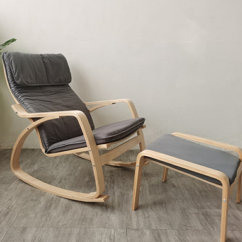 Modern Upholstered Rocking Chair Set with Track Arms and Matching Ottoman - image 9