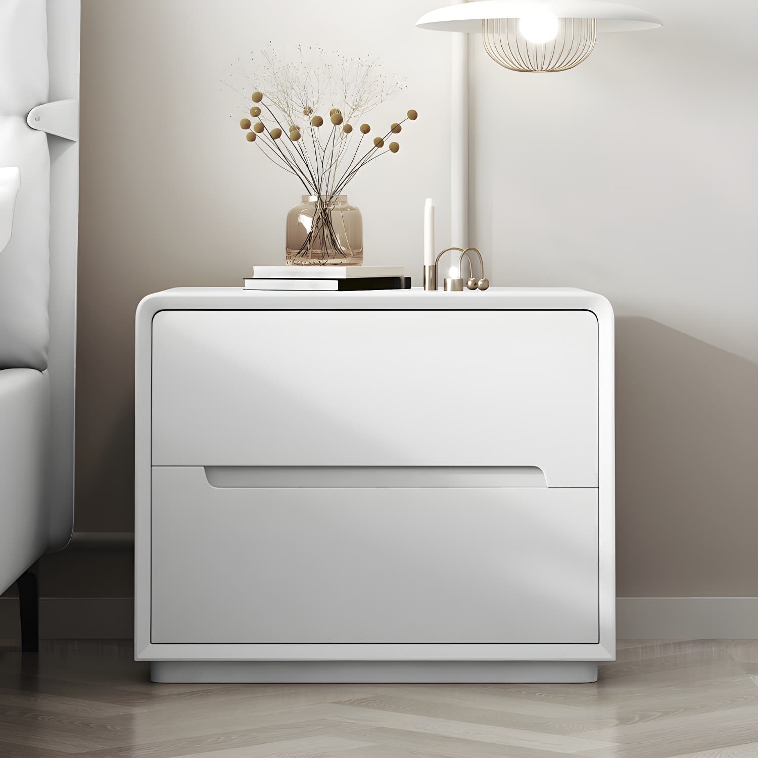 Modern Wood Drawer Nightstand for Small Spaces with 2 Drawers in Narrow Design - image 12