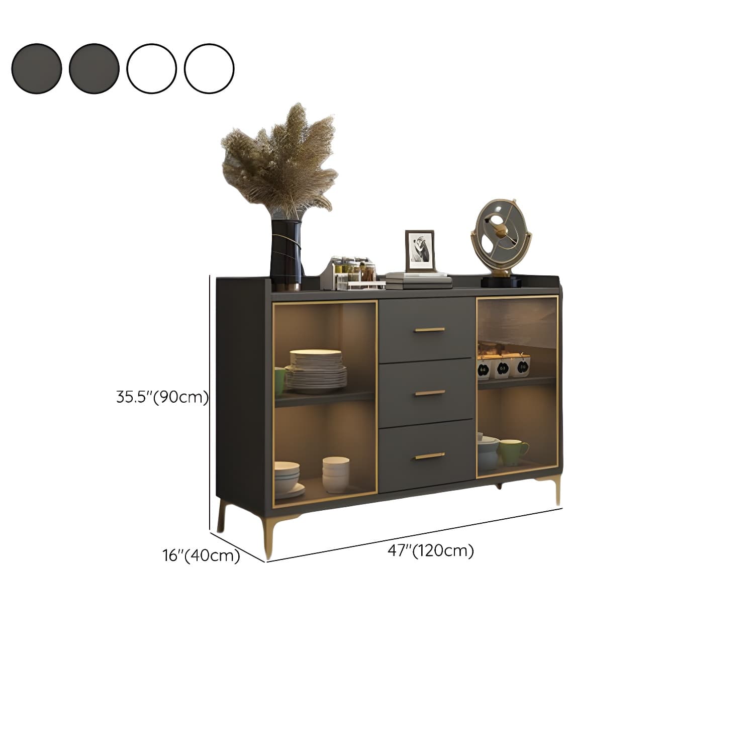 Glam Wood Sideboard with Glass Doors, Lighting Included, and Adjustable Shelves - image 13