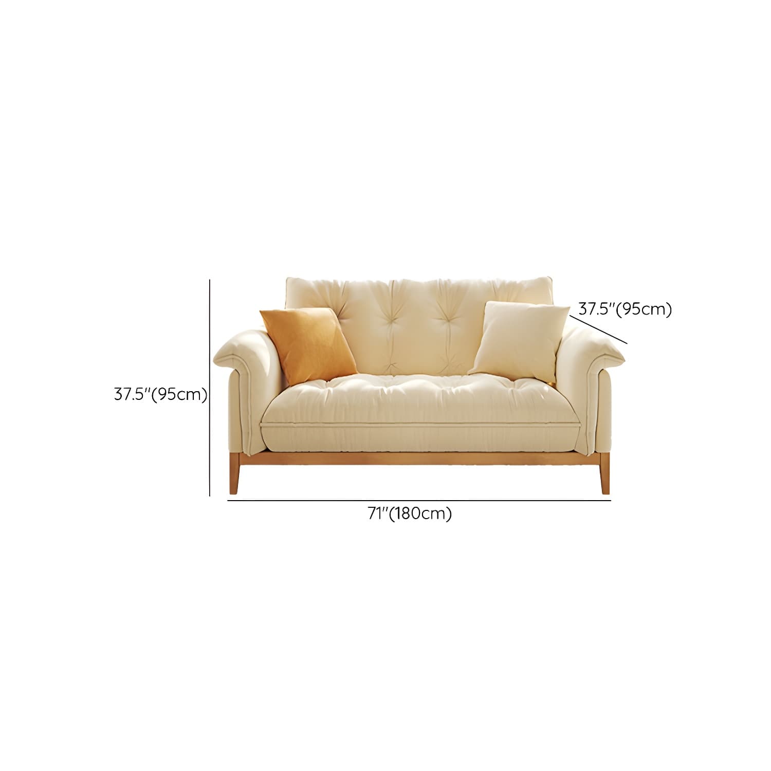 Beige Scandinavian Tufted Sectional Sofa with Wood Frame and Pillow Top Arm - image 11
