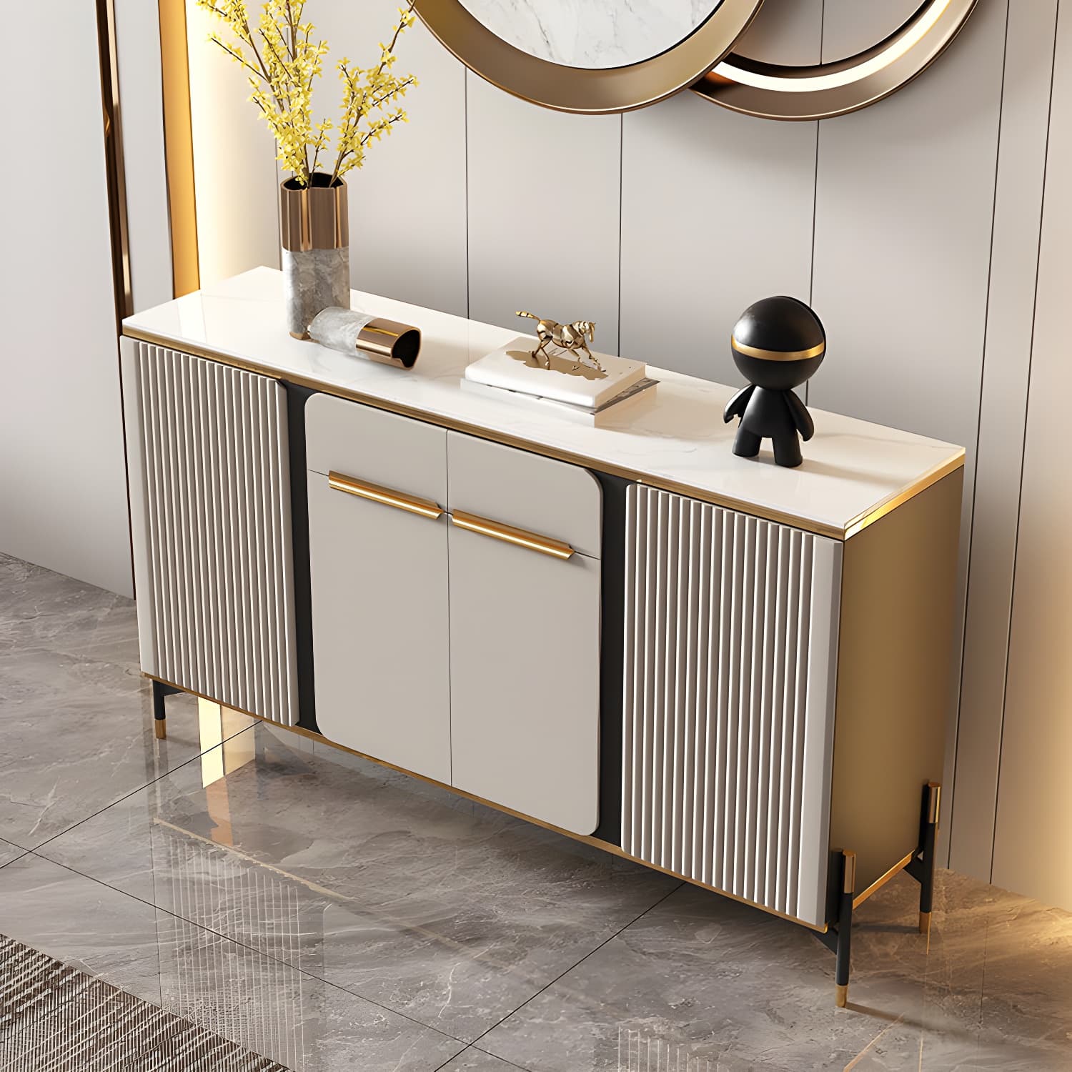 Modernism Sideboard 2 Drawers Server Cabinet with Storage for Dining Room - image 3