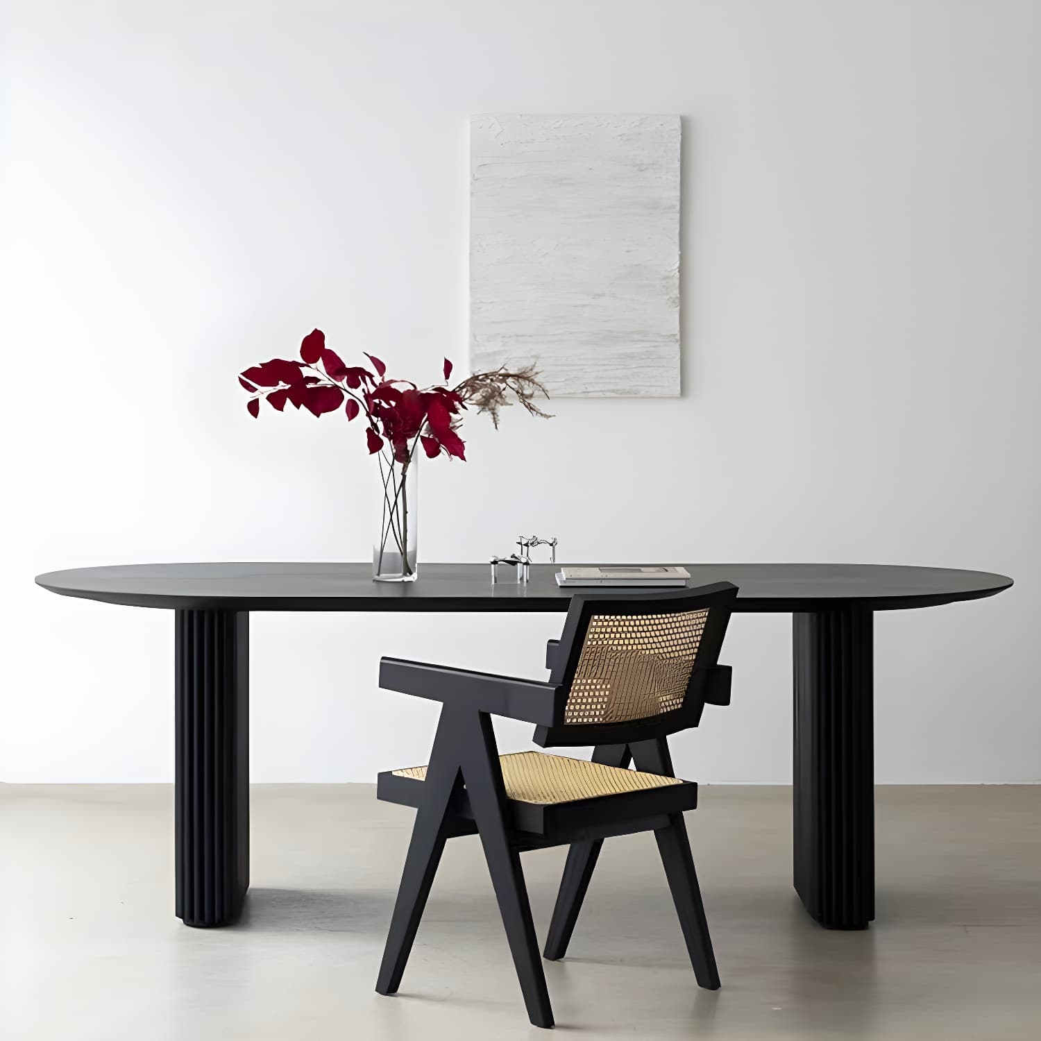 Modern Oval Dining Table Black Wooden Dinner Table for Dining Room - image 10