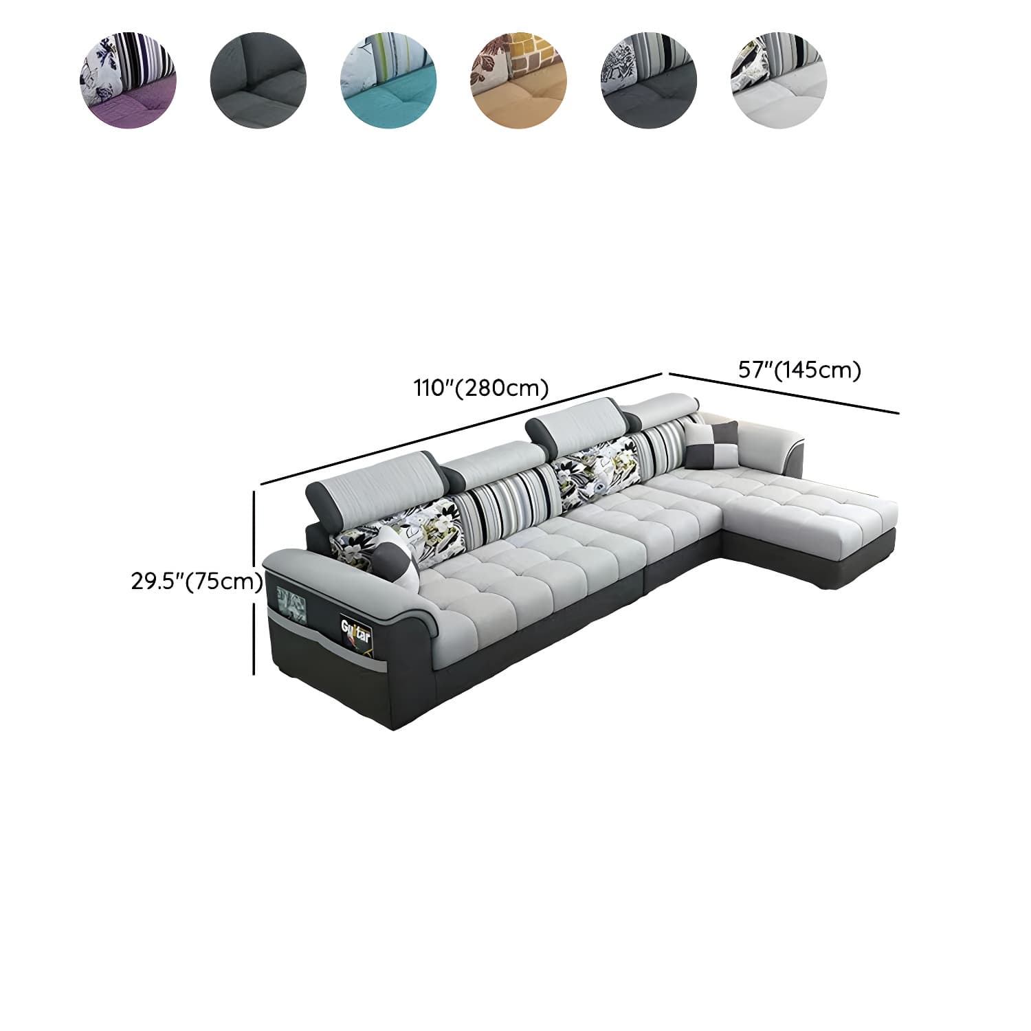 Contemporary L-Shaped Sectional Sofa with Adjustable Pillows and Storage - image 14