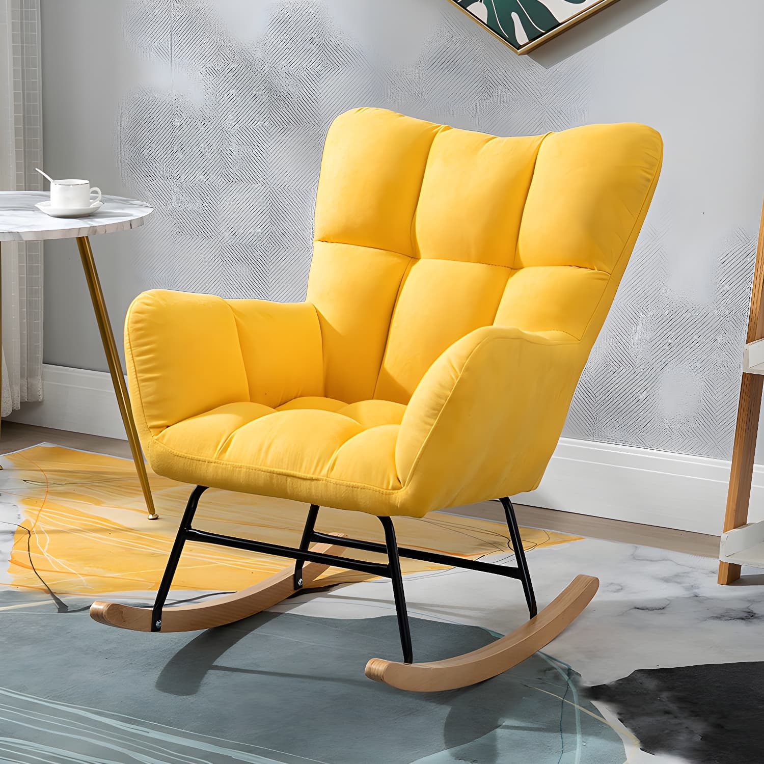Simple Nordic Style Rocking Chair Balcony Lounge Recliner Sofa Rocking Chair - image 10