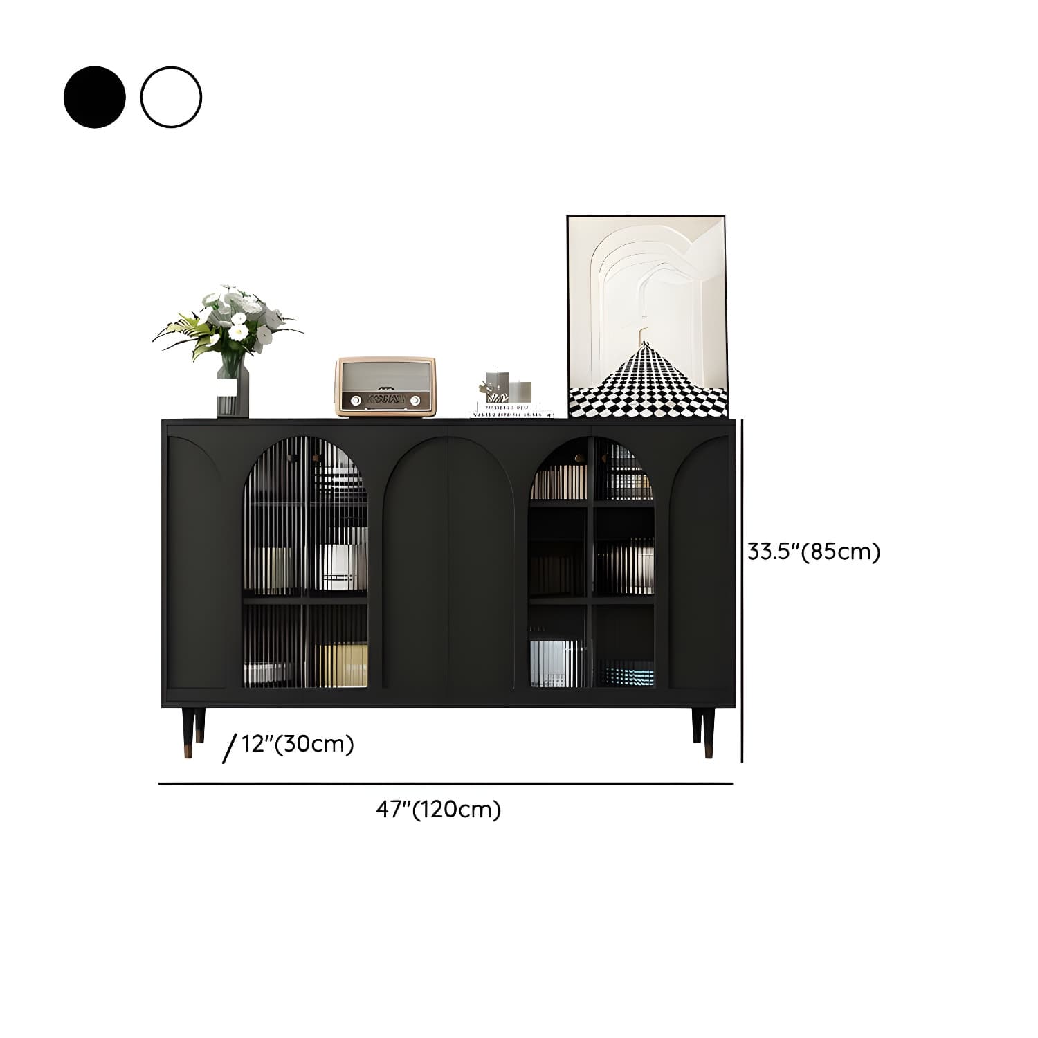 Wooden Modern Glass Door Kitchen Sideboard with Adjustable Shelving - image 15