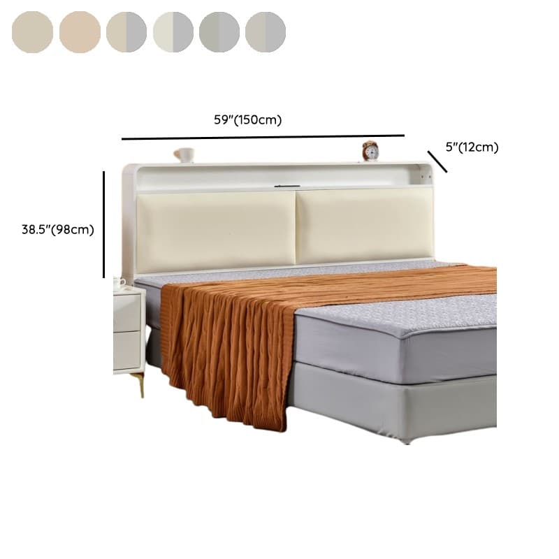 Minimalist Free-standing Standard Full(54"W x 75"L)/Twin(38"W x 75"L) Panel No Distressing with Shelves Included and Illuminating in Lumber - image 15