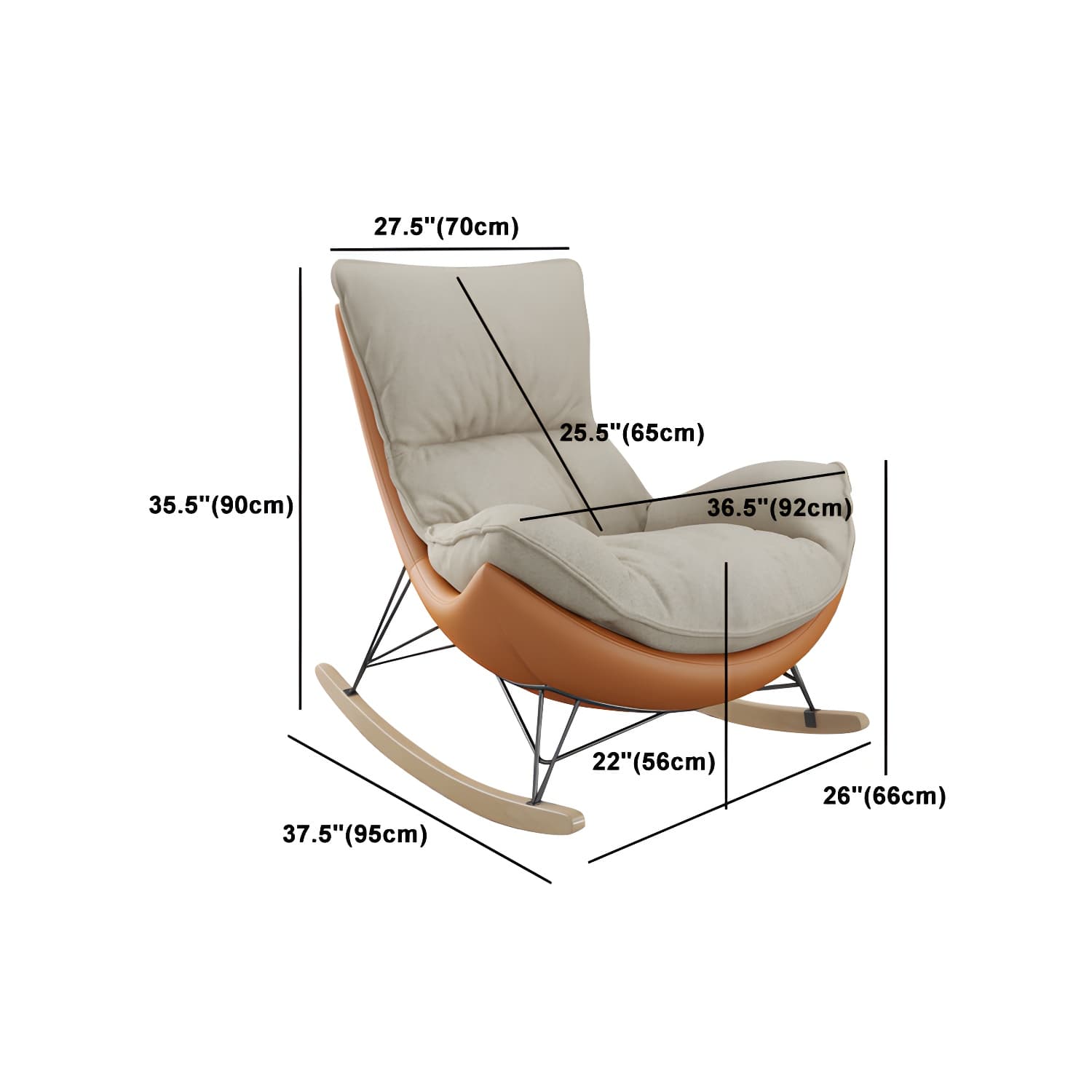 Ergonomic with Ottoman Rocker Chair with Padded Seat Rocking Chair Spindle - image 22