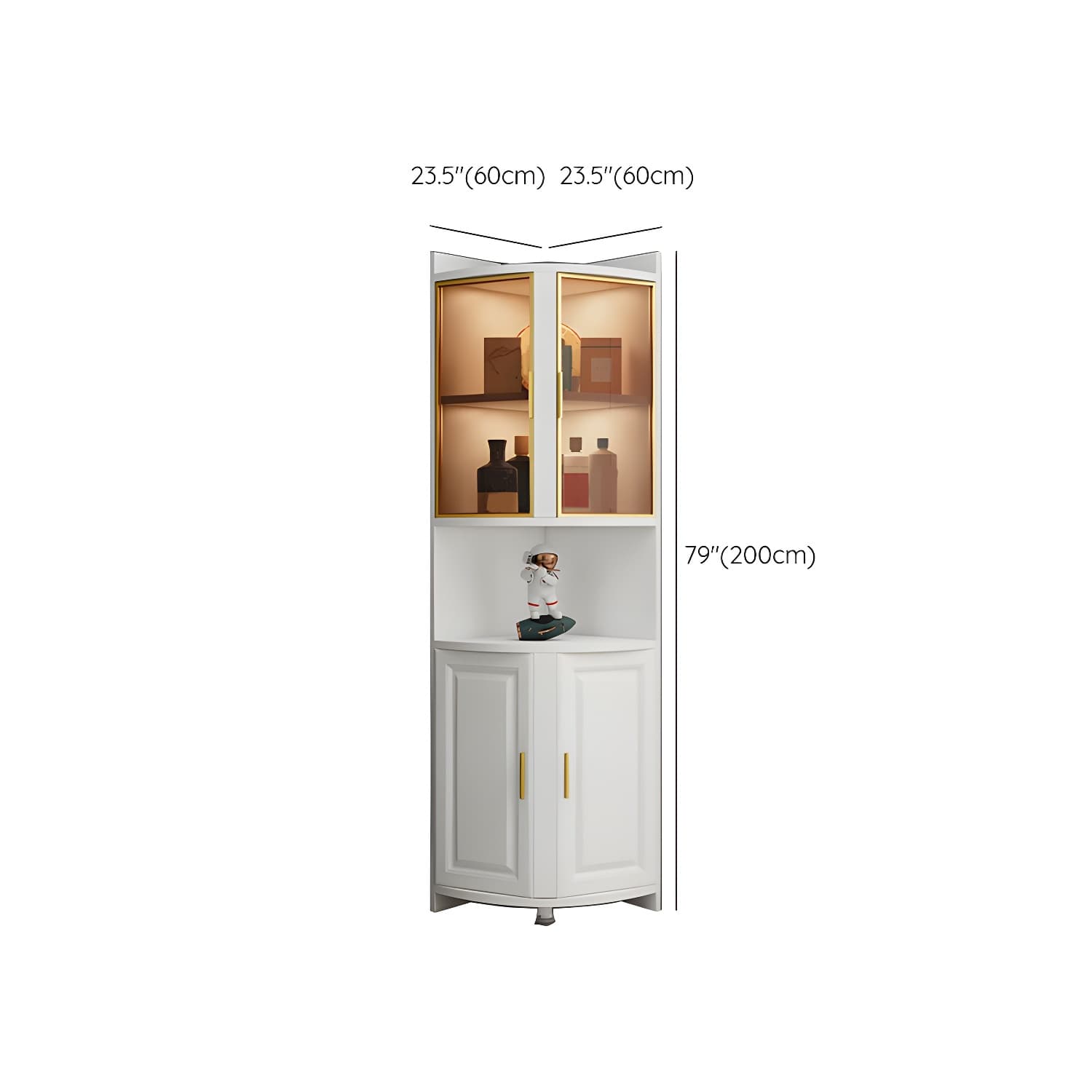 Modern White Corner Accent Cabinet with Glass Doors and Cabinets Included - image 13