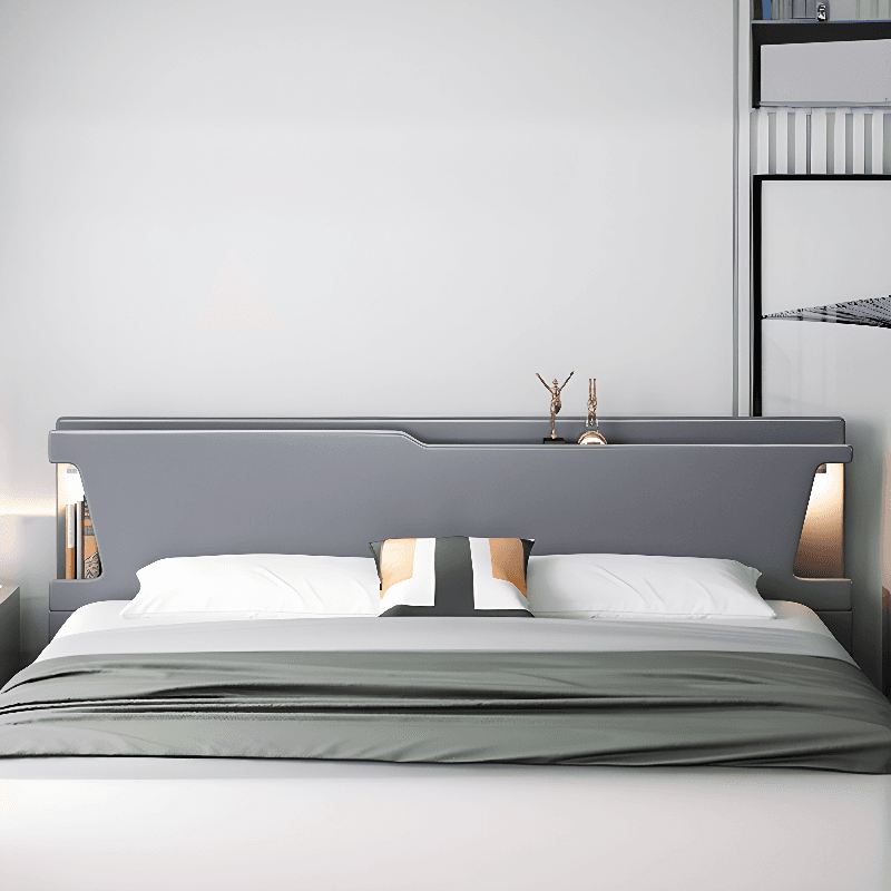 Modish Rubberwood Wingback/Panel Headboard in Rectangle/Camelback Shape for King/Queen/Full Bed, Free-standing Standard with No Distressing and Standard Height